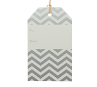 CARDBOARD CHEVRON LUGGAGE TAG-Silver on White