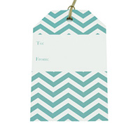 CARDBOARD CHEVRON LUGGAGE TAG-Tiffany on White