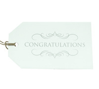 CARDBOARD CONGRATULATIONS LUGGAGE TAG-Silver on White
