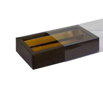 CHOCOLATE TRAY with PVC sleeve-Pelle Marrone
