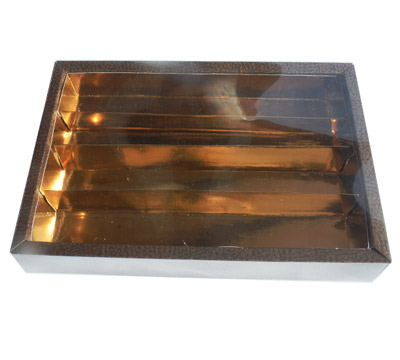 CHOCOLATE TRAY with PVC sleeve (large)-Pelle Marrone #2