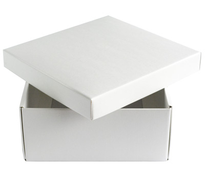 Easy Fold-Low Gift Box (Base and Lid)-White Linen #2