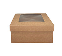Easy Fold and Window-Low Gift Box (Base and Lid)-Natural