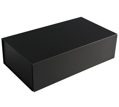 MAGNETIC LID DOUBLE BOX-Black Linen #1