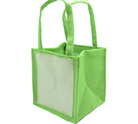JUTE TOTE BAG-Lime-Plain Cotton