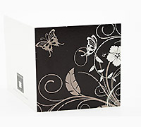 GIFT CARD HIBISCUS FLOURISH-Chocolate-White on Black
