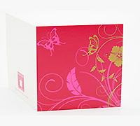 GIFT CARD HIBISCUS FLOURISH-Candy Pink-Gold on Hot Pink
