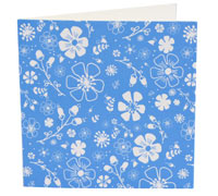 GIFT CARD PRETTY BLOOMS-White on Cornflower Blue