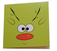 GIFT CARD REINDEER-Chartreuse-Black-Scarlet on White