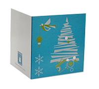 GIFT CARD XMAS GEO-Aqua-Avocado-Silver on White
