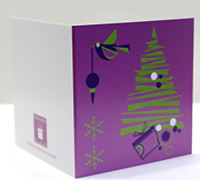 GIFT CARD XMAS GEO-Avocado-Magenta-Purple on White