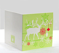 GIFT CARD REINDEER XMAS-Dark Pistachio-Scarlet-White on Pistachio