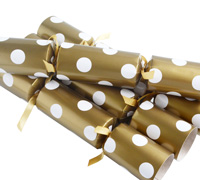 QUALITY CHRISTMAS CRACKERS w/POLKA DOTS - Gold