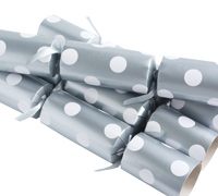 QUALITY CHRISTMAS CRACKERS w/POLKA DOTS - Silver