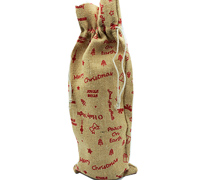 JUTE DRAWSTRING BAG EXTRA LARGE PACK-Red Xmas Print