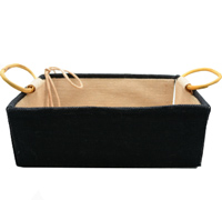 JUTE TRAY HANDLE Small-Black With Handles
