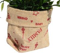 JUTE SACK SMALL-Red Xmas Print