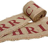 CUT-EDGED MERRY CHRISTMAS JUTE ROLL 100mm-Natural-Red