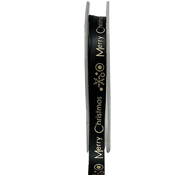 10mm MERRY CHRISTMAS PRINT-Black-Gold