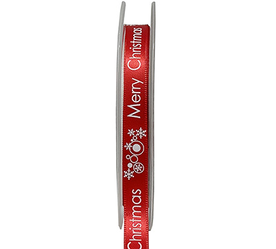 10mm MERRY CHRISTMAS PRINT-Red-White