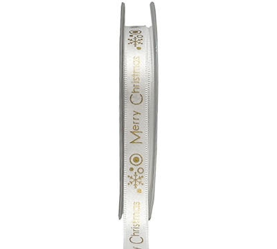 10mm MERRY CHRISTMAS PRINT-White-Gold