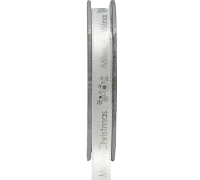 10mm MERRY CHRISTMAS PRINT-White-Silver
