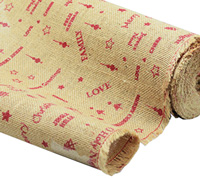 CUT-EDGED PRINTED JUTE ROLL 1200mm-Red Xmas Print