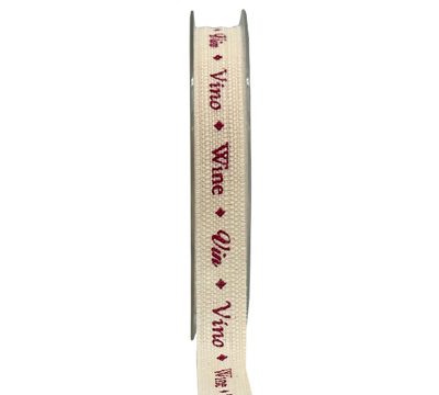 15mm COTTON TAPE PRINT-WINE-Natural