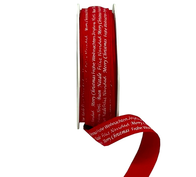 15mm COTTON XMAS TEXT-Red
