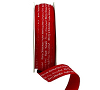 15mm COTTON XMAS TEXT-Red