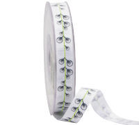15mm GROSGRAIN MODERN GARDEN-White-Avocado-Grey