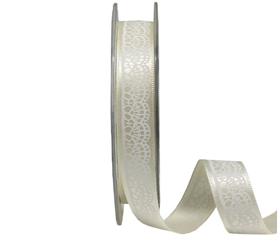 15mm LACEY PRINT ON SATIN-Cream