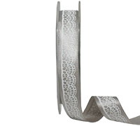 15mm LACEY PRINT ON SATIN-Silver