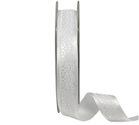 15mm LACEY PRINT ON SATIN-White