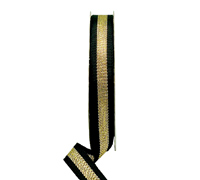 16mm GROSGRAIN METALLIC STRIPE-Black-Gold