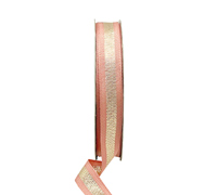 16mm GROSGRAIN METALLIC STRIPE-Peach-Gold