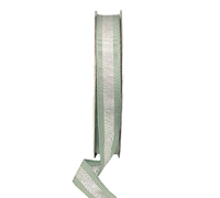 16mm GROSGRAIN METALLIC STRIPE-Sage-Silver