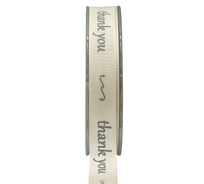 16mm GROSGRAIN THANK YOU-Silver