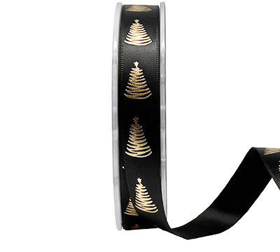 16mm SATIN SCRIBBLE TREE-Black-Gold