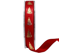 16mm SATIN SCRIBBLE TREE-Red-Gold