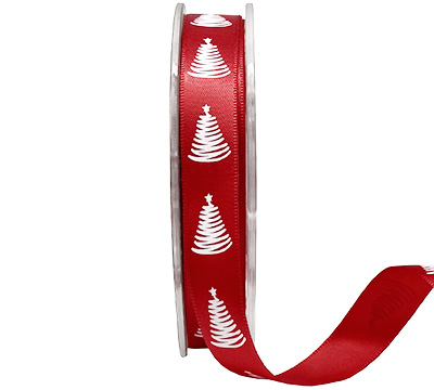 16mm SATIN SCRIBBLE TREE-Red-White
