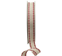 16mm STITCHED EDGE WOVEN-Natural-Red