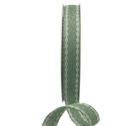16mm STITCHED EDGE WOVEN-Sage-White