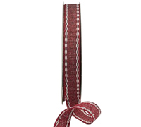 16mm STITCHED EDGE WOVEN-Scarlet-White