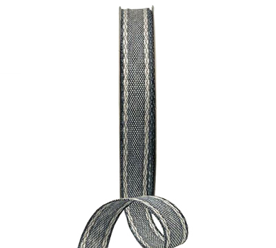 16mm STITCHED EDGE WOVEN-Washed Navy-White