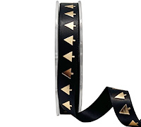 16mm SATIN TINY TREES-Black-Gold