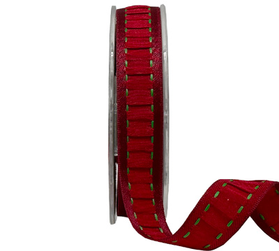 18mm STITCHED SATIN ROUCH-Red