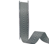 19mm WOVEN V STRIPE-Black-White