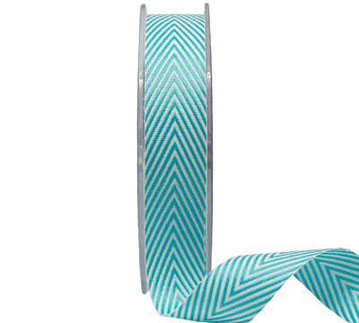 19mm WOVEN V STRIPE-Turquoise-White