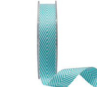 19mm WOVEN V STRIPE-Turquoise-White